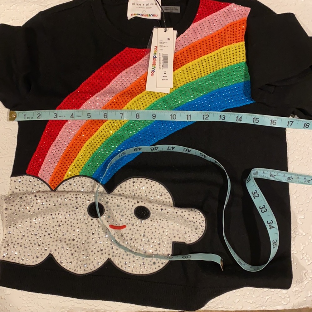 Alice+Olivia x Friends With You Connie Rainbow Top NWT - Picture 7 of 12